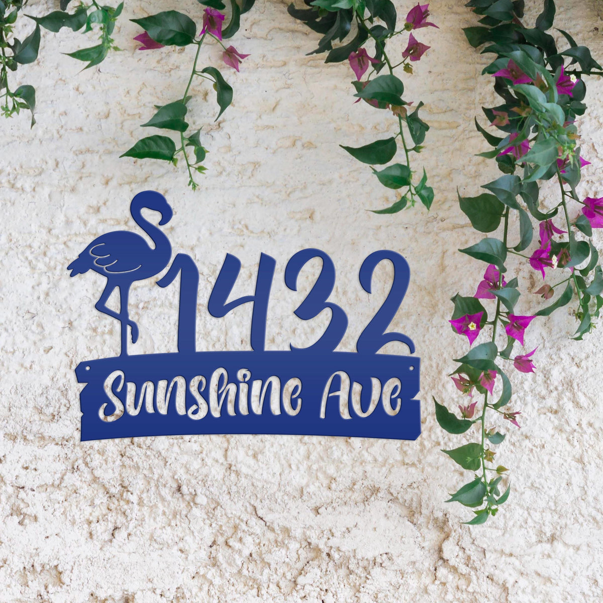 Personalized Flamingo Address Metal Sign