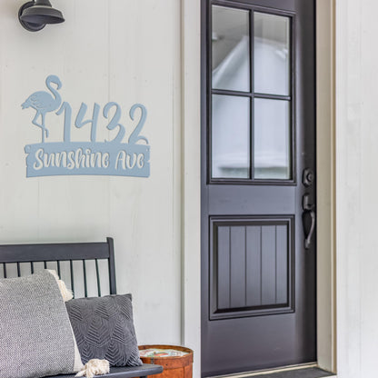 Personalized Flamingo Address Metal Sign