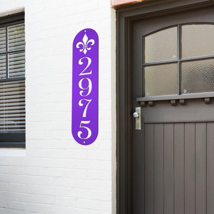 Elegant Fleur-De-Lis Custom Metal Address Plaque - French Design Home Decor - Mardi Gras Theme House Numbers - Charming Housewarming Gifts