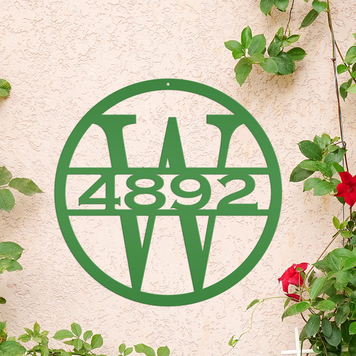 Custom Round Monogram Housee Number Metal Sign