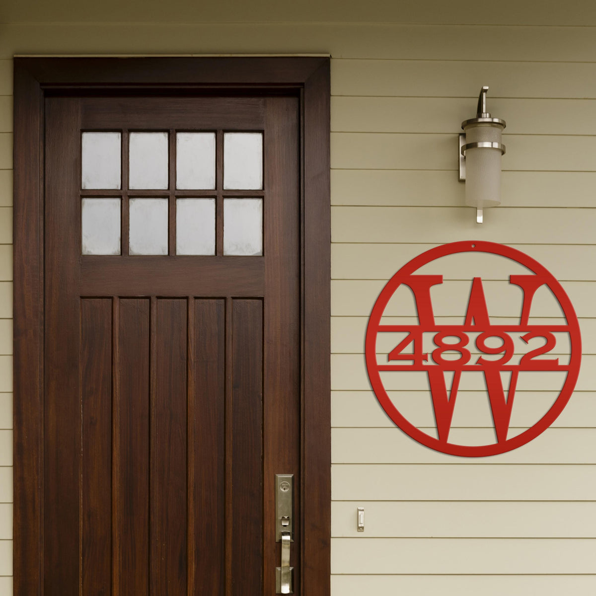Custom Round Monogram Housee Number Metal Sign