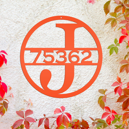 Custom Round Monogram Housee Number Metal Sign