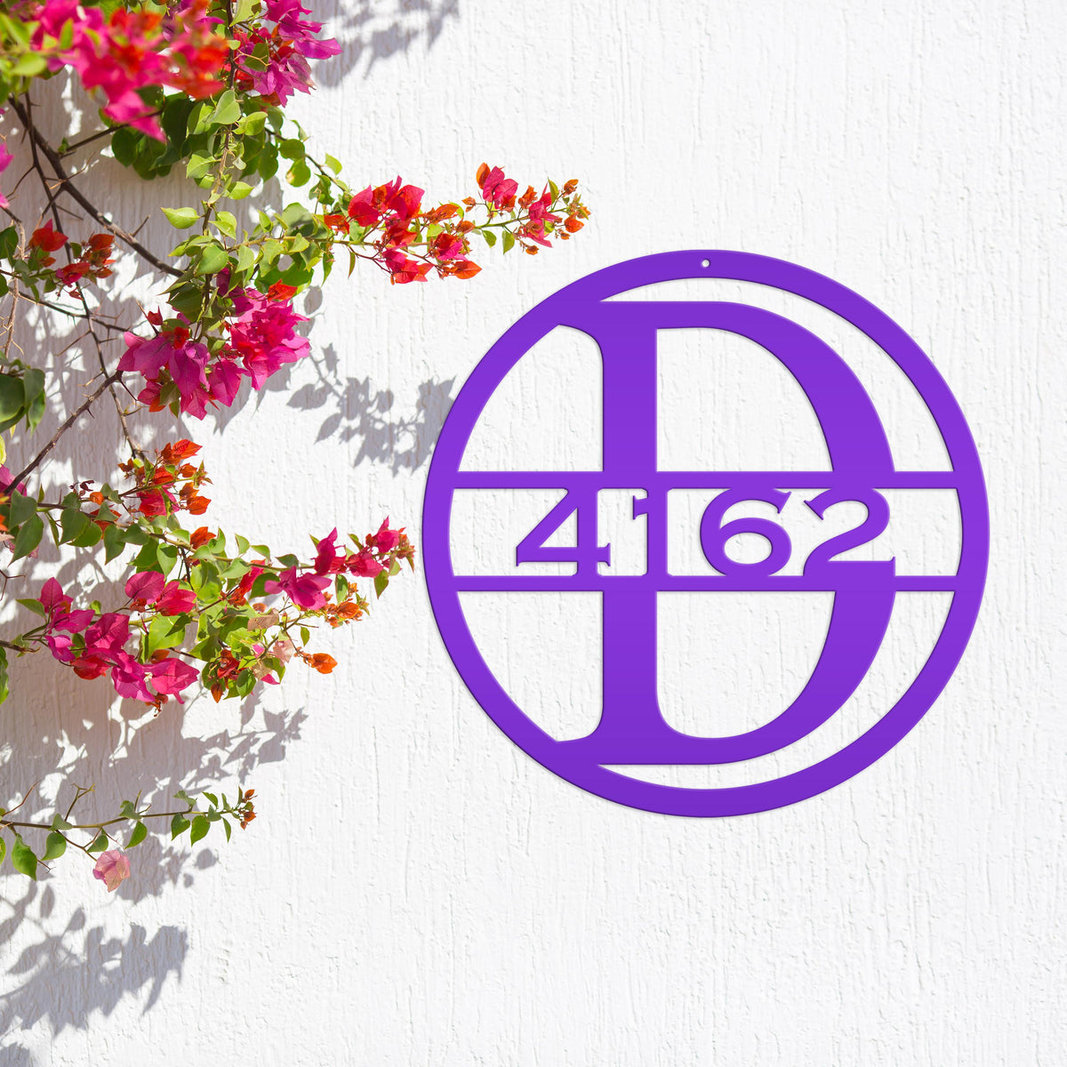 Custom Round Monogram Housee Number Metal Sign