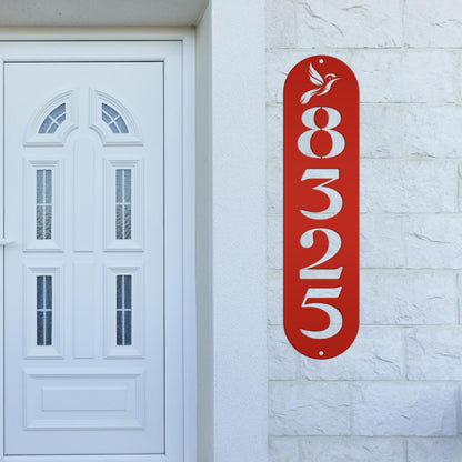 Address Sign, Metal Hummingbird House Number Display, Home Street Number Plaque, Gift for The Bird Watcher, Outdoor Mailbox Post Marker