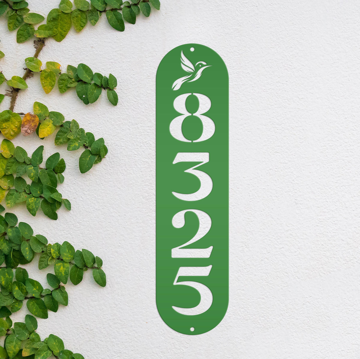 Address Sign, Metal Hummingbird House Number Display, Home Street Number Plaque, Gift for The Bird Watcher, Outdoor Mailbox Post Marker