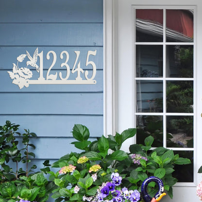 Metal Address Sign, Hummingbird Front Porch House Numbers, Outdoor Decorative Home Decor for the Bird Lover, Custom Mailbox Post Signage