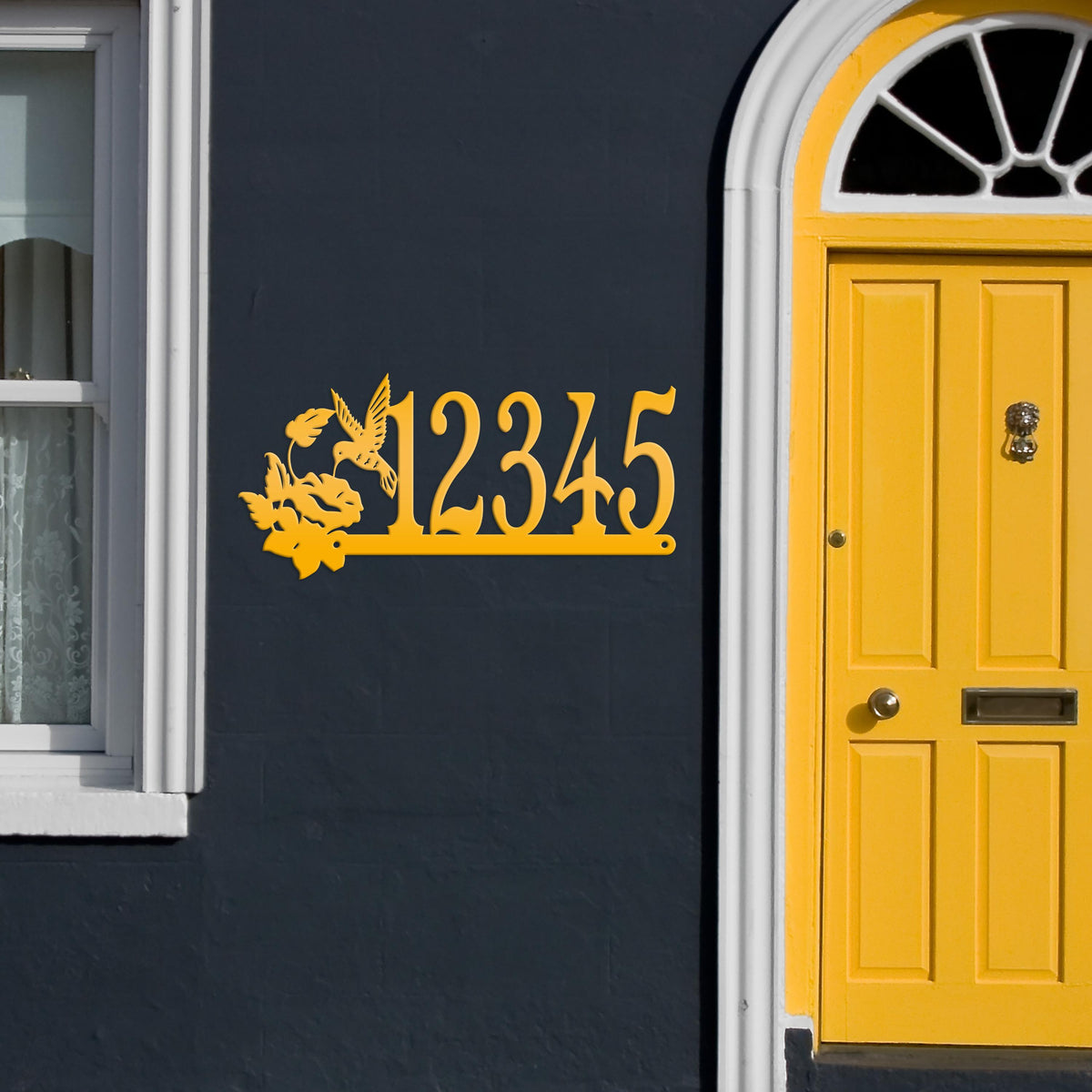 Metal Address Sign, Hummingbird Front Porch House Numbers, Outdoor Decorative Home Decor for the Bird Lover, Custom Mailbox Post Signage