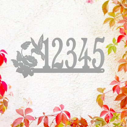 Metal Address Sign, Hummingbird Front Porch House Numbers, Outdoor Decorative Home Decor for the Bird Lover, Custom Mailbox Post Signage