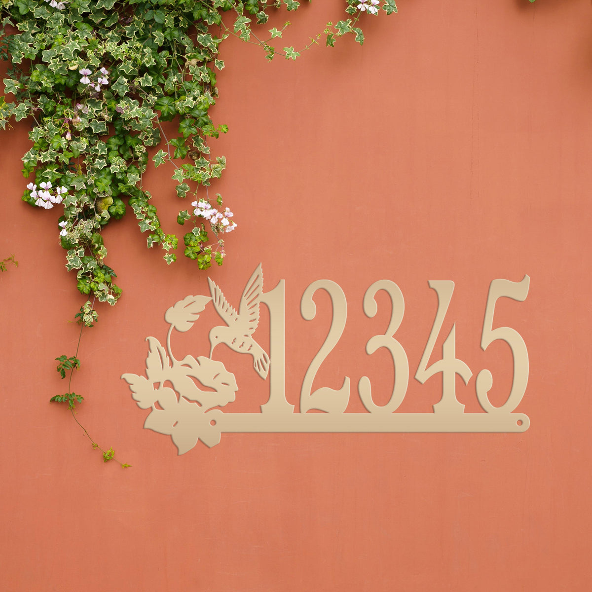 Metal Address Sign, Hummingbird Front Porch House Numbers, Outdoor Decorative Home Decor for the Bird Lover, Custom Mailbox Post Signage