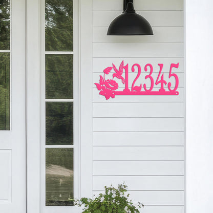 Metal Address Sign, Hummingbird Front Porch House Numbers, Outdoor Decorative Home Decor for the Bird Lover, Custom Mailbox Post Signage