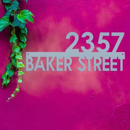 Metal Address Sign, Custom House Numbers, Front Porch Street Name Plaque, Modern Exterior Mailbox Marker, Home Decor, Art Deco Style Outdoor
