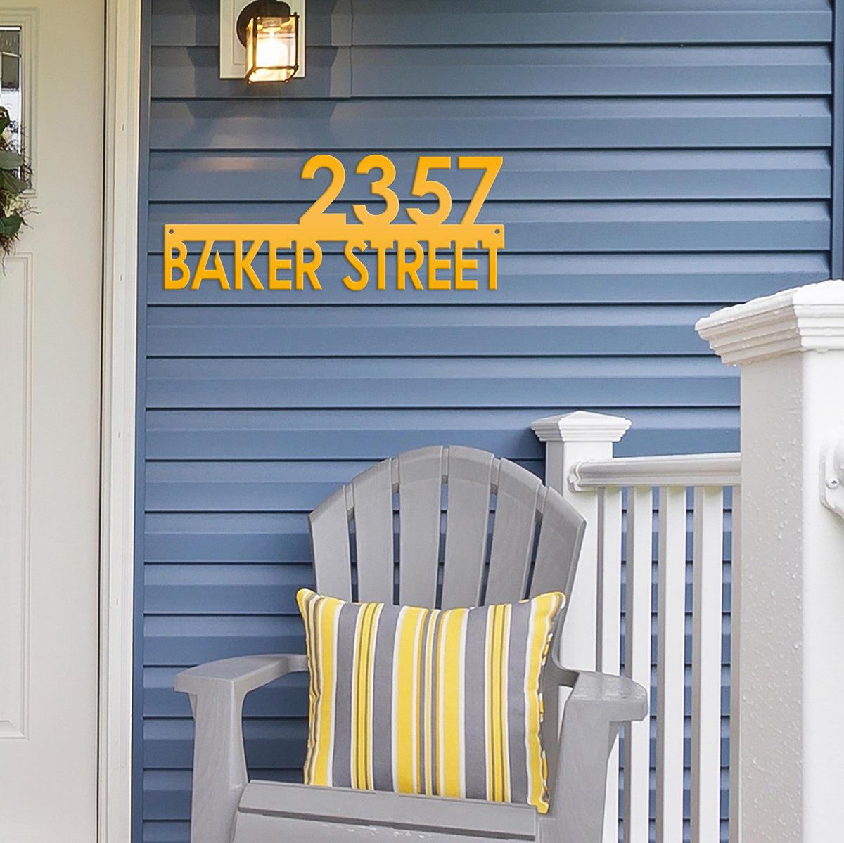 Metal Address Sign, Custom House Numbers, Front Porch Street Name Plaque, Modern Exterior Mailbox Marker, Home Decor, Art Deco Style Outdoor