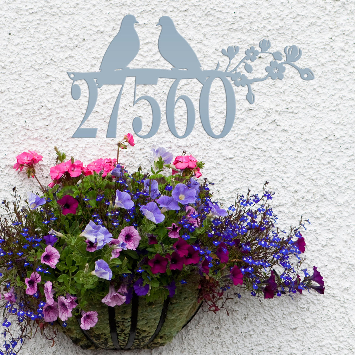 Metal House Number Sign, Custom Birds on a Branch Address Plaque, Outdoor Mailbox Digits, Decorative Driveway Marker, Porch Street Sign