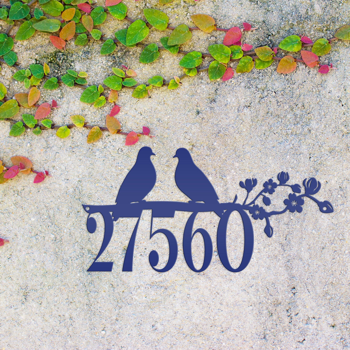 Metal House Number Sign, Custom Birds on a Branch Address Plaque, Outdoor Mailbox Digits, Decorative Driveway Marker, Porch Street Sign