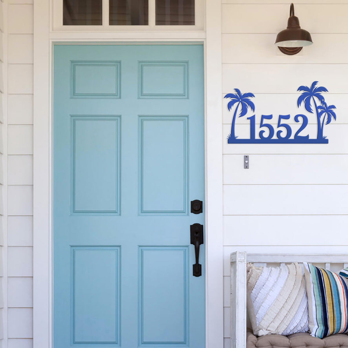 Tropical Palm Tree Metal Address Sign, Beach House Address Sign, Coastal Decor