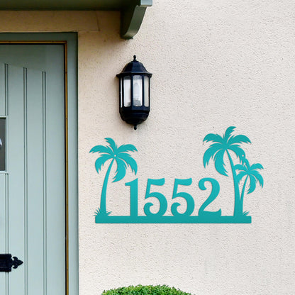Tropical Palm Tree Metal Address Sign, Beach House Address Sign, Coastal Decor