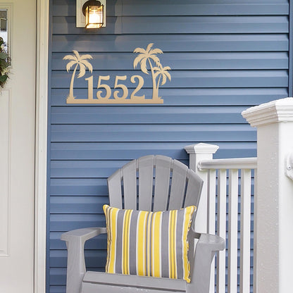 Tropical Palm Tree Metal Address Sign, Beach House Address Sign, Coastal Decor