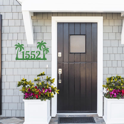 Tropical Palm Tree Metal Address Sign, Beach House Address Sign, Coastal Decor
