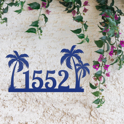 Tropical Palm Tree Metal Address Sign, Beach House Address Sign, Coastal Decor