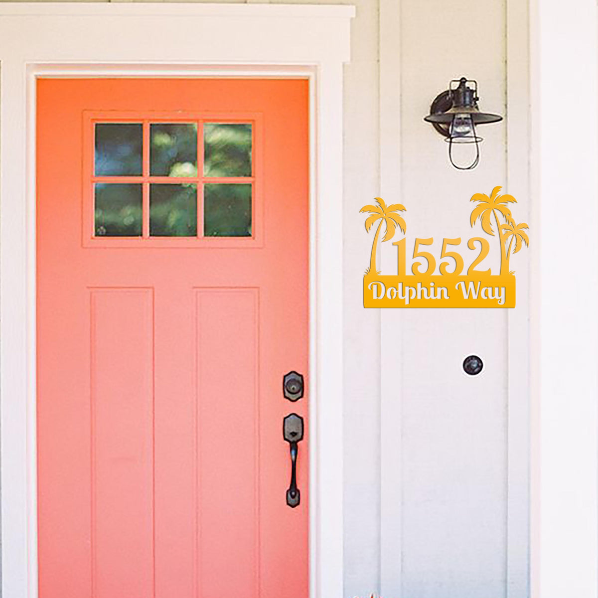 Custom Palm Trees Address Sign with Street Address