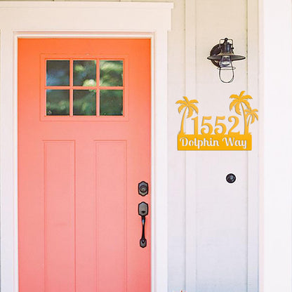 Custom Palm Trees Address Sign with Street Address