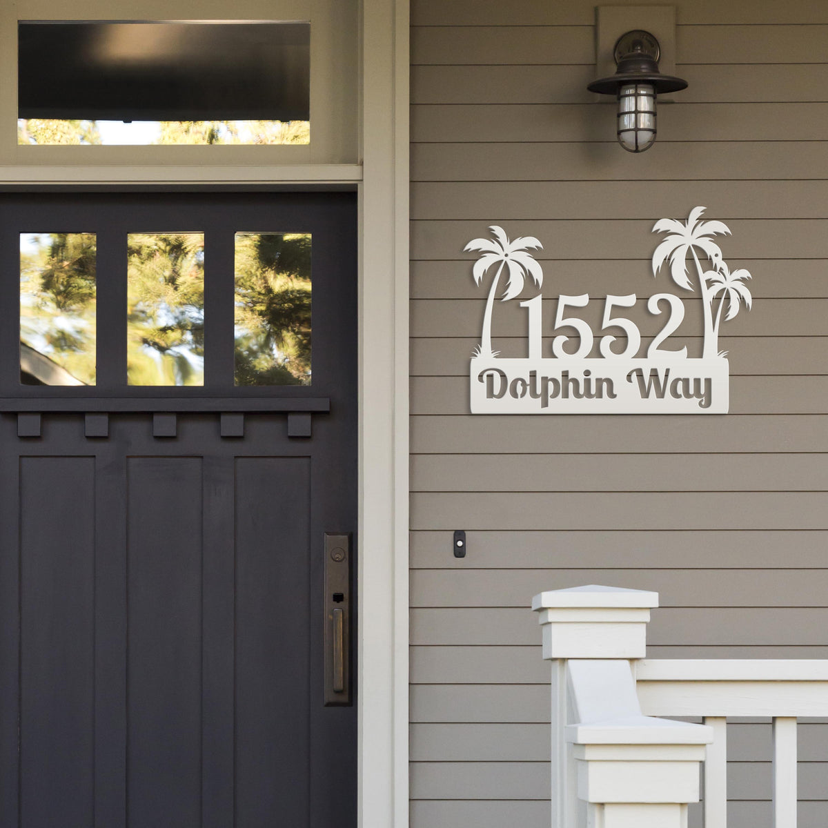 Custom Palm Trees Address Sign with Street Address