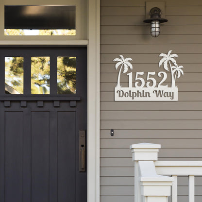 Custom Palm Trees Address Sign with Street Address
