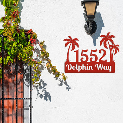 Custom Palm Trees Address Sign with Street Address