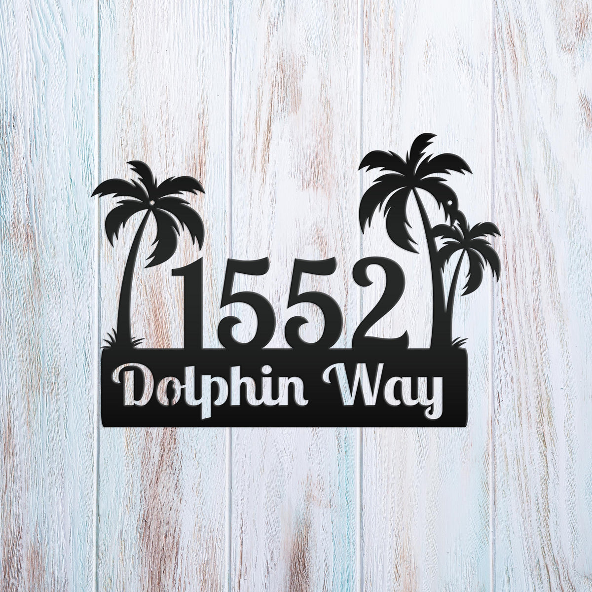 Custom Palm Trees Address Sign with Street Address