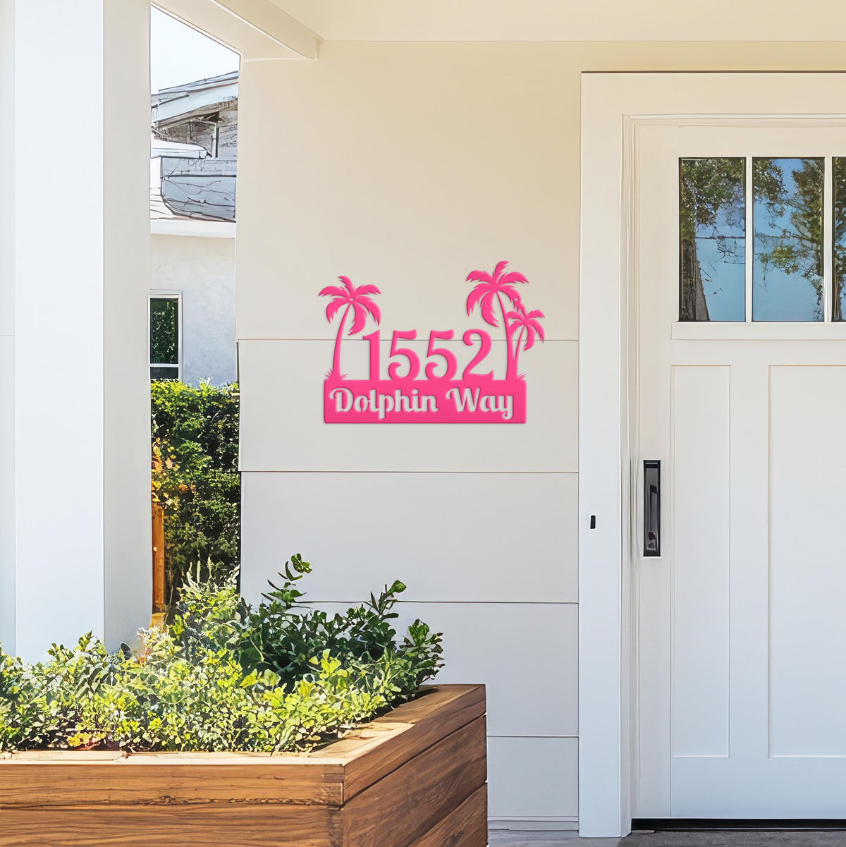 Custom Palm Trees Address Sign with Street Address