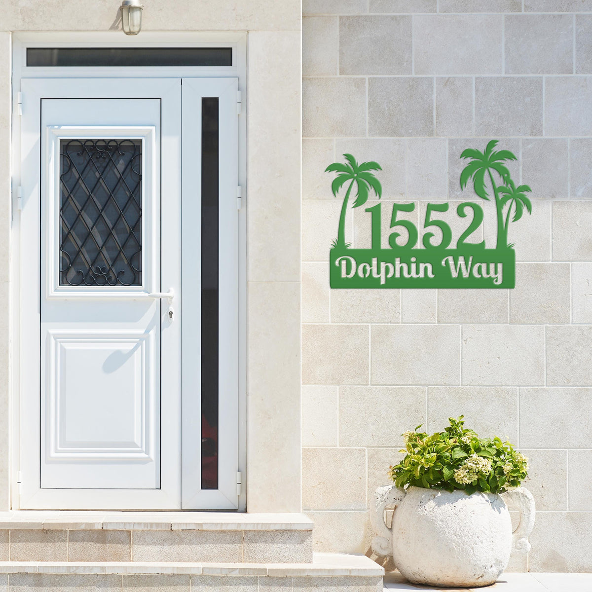 Custom Palm Trees Address Sign with Street Address
