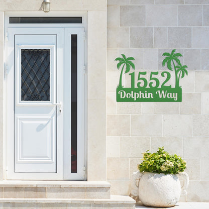 Custom Palm Trees Address Sign with Street Address