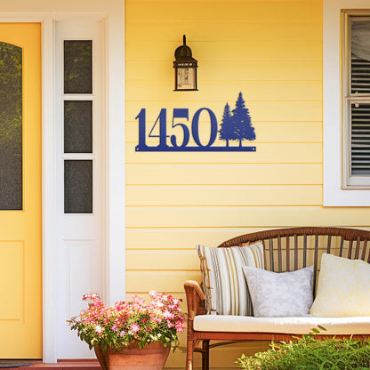 Nature-Inspired Metal Address Sign - Rustic Pine Tree Design - Unique Outdoor House Numbers - Custom Front Door Decor - Housewarming Gifts