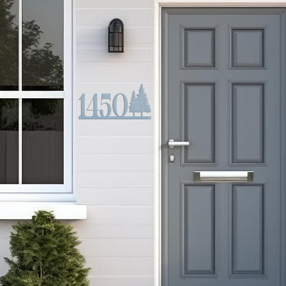 Nature-Inspired Metal Address Sign - Rustic Pine Tree Design - Unique Outdoor House Numbers - Custom Front Door Decor - Housewarming Gifts