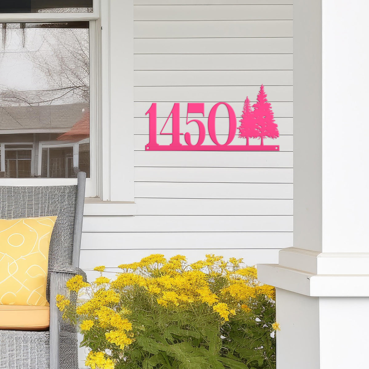 Nature-Inspired Metal Address Sign - Rustic Pine Tree Design - Unique Outdoor House Numbers - Custom Front Door Decor - Housewarming Gifts