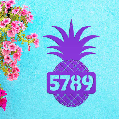 Custom Pineapple Metal House Number - Heavy Duty - Beach House Address Numbers