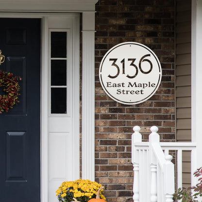 Personalized Round Address Metal Sign - Modern Address Signs
