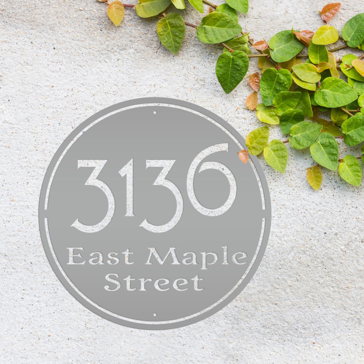 Personalized Round Address Metal Sign - Modern Address Signs