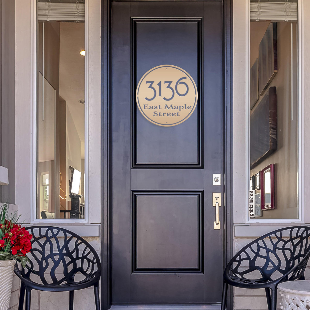 Personalized Round Address Metal Sign - Modern Address Signs