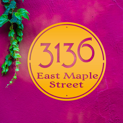 Personalized Round Address Metal Sign - Modern Address Signs
