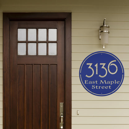 Personalized Round Address Metal Sign - Modern Address Signs