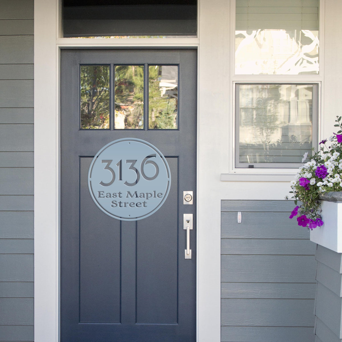 Personalized Round Address Metal Sign - Modern Address Signs