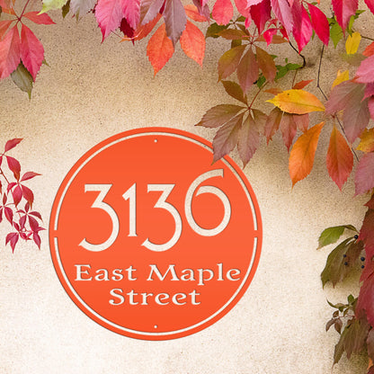 Personalized Round Address Metal Sign - Modern Address Signs