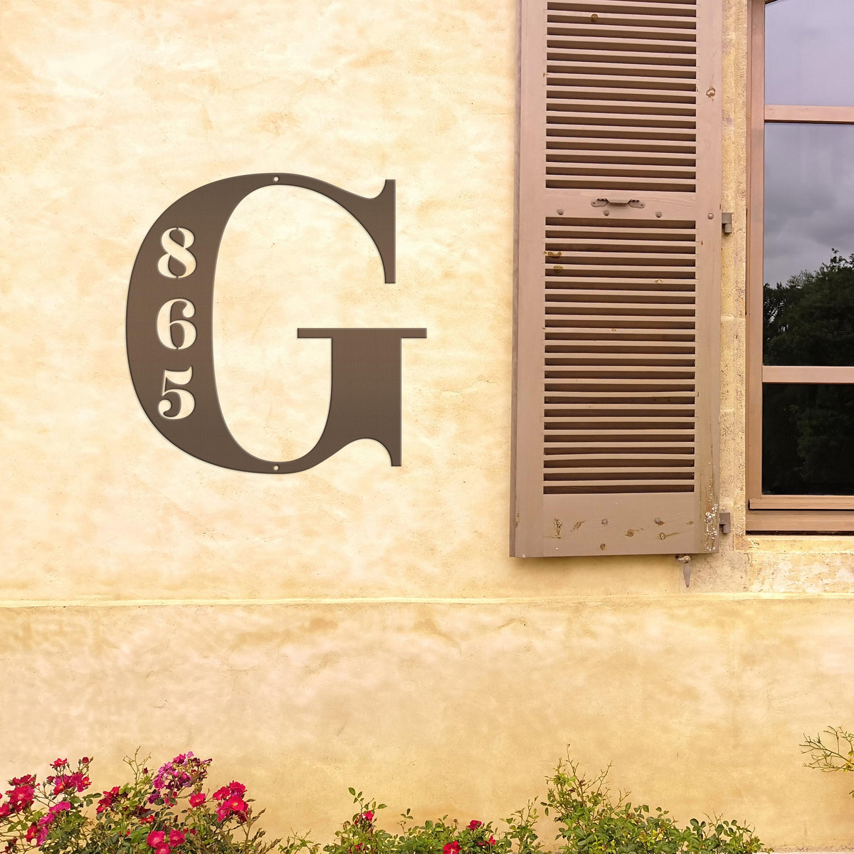 Personalized Monogram And House Number Metal Sign