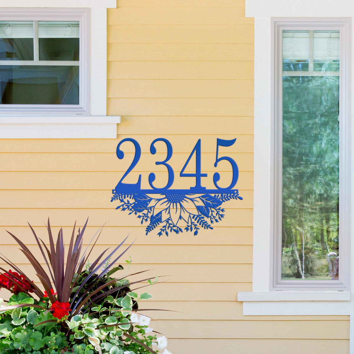 Custom Sunflower Metal Address Sign – Unique Home Decor - Charming Sunflowers Wall Art - Outdoor Floral Bouquet Signs - Housewarming Gifts