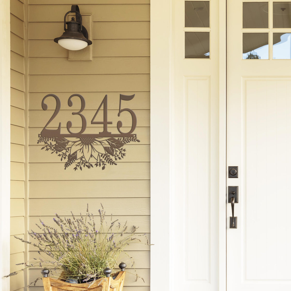 Custom Sunflower Metal Address Sign – Unique Home Decor - Charming Sunflowers Wall Art - Outdoor Floral Bouquet Signs - Housewarming Gifts