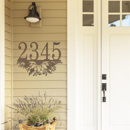 Custom Sunflower Metal Address Sign – Unique Home Decor - Charming Sunflowers Wall Art - Outdoor Floral Bouquet Signs - Housewarming Gifts