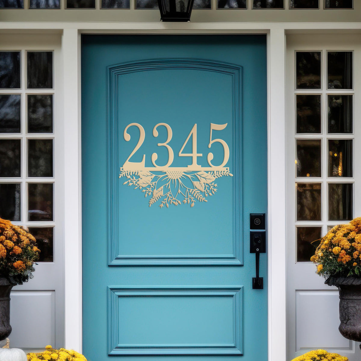 Custom Sunflower Metal Address Sign – Unique Home Decor - Charming Sunflowers Wall Art - Outdoor Floral Bouquet Signs - Housewarming Gifts
