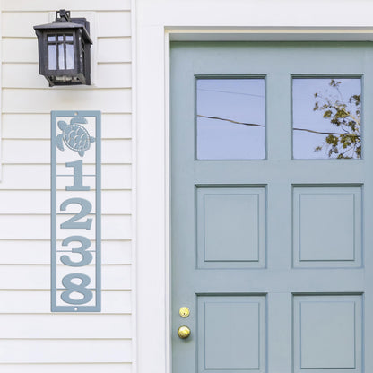 Custom Sea Turtle Metal Address Plaque - Personalized House Sign - Tropical Home Decor - Outdoor Beach House Signs - Vertical House Numbers