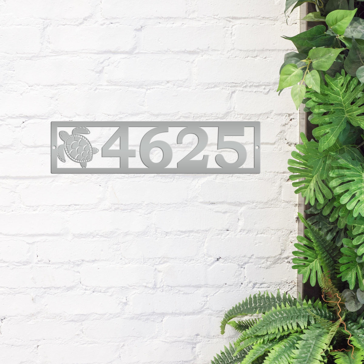 Coastal Sea Turtle House Numbers Plaque - Tropical Decor Metal Sign - Beach Turtles Address Signs - Front Porch Decor - Horizontal Digits